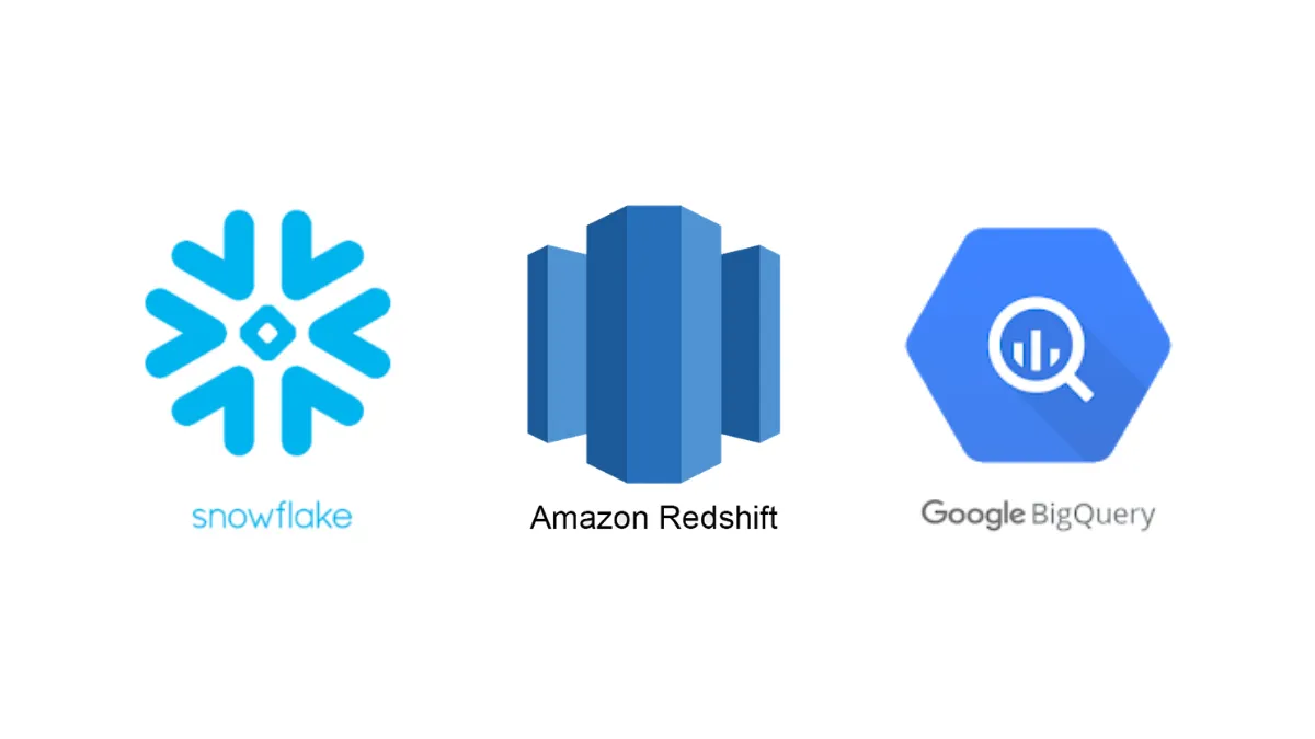 Image of Snowflake, Redshift and BigQuery logos