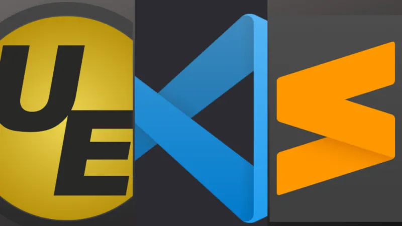 Image of the logos for UltraEdit, VSCode and Sublime