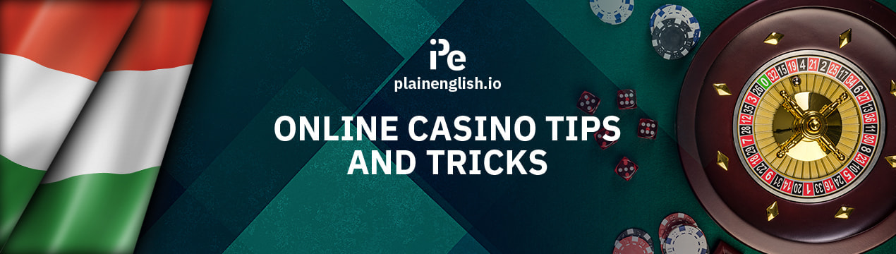 Hungarian flag and a roulette table, along with the text 'Online Casino Tips and Tricks'