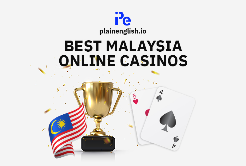 Malaysia flag, trophy, and cards and the title of 'Best Malaysia Online Casinos