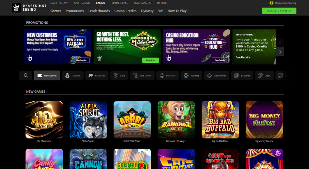 Draftkings Online Casino Website with Live Games