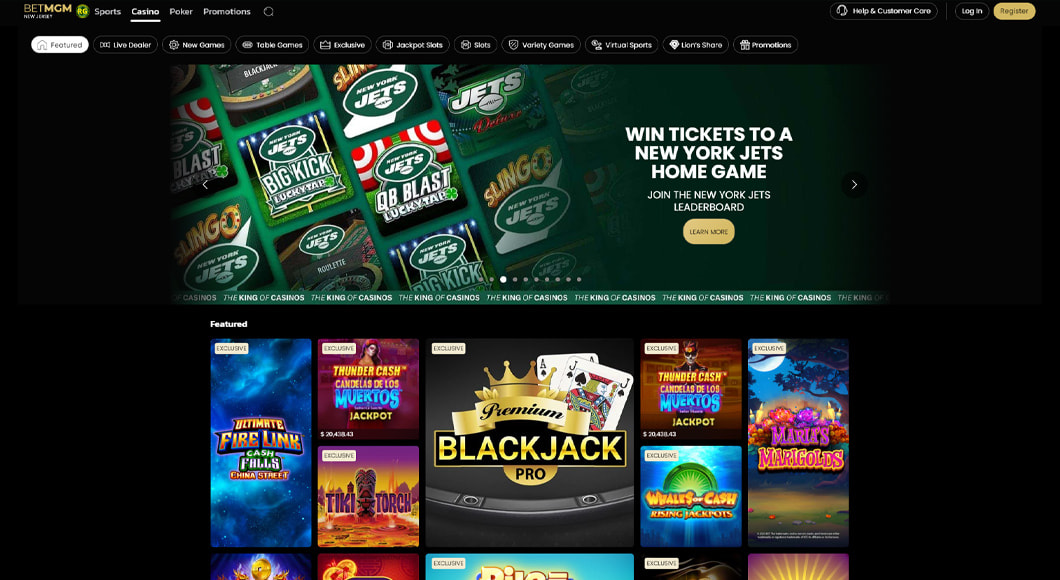 MGM Online Casino Website with Live Games