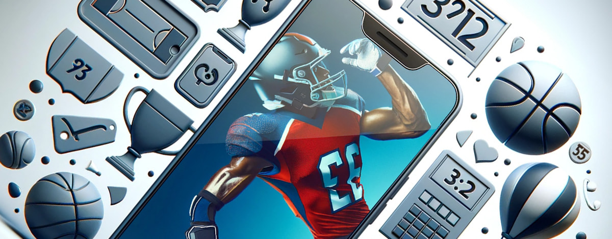 A smartphone displaying a football player surrounded by betting related icons