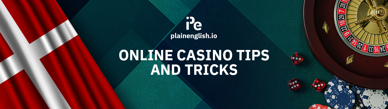 Danish flag and a roulette table, along with the text 'Online Casino Tips and Tricks'