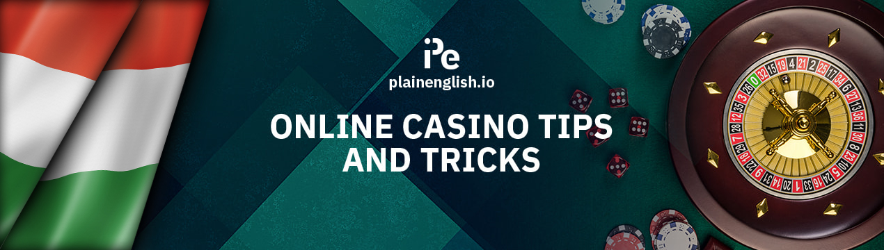 Hungarian flag and a roulette table, along with the text 'Online Casino Tips and Tricks'