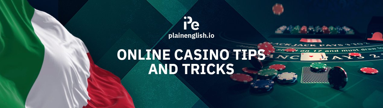 Italian flag and a roulette table, along with the text 'Online Casino Tips and Tricks'