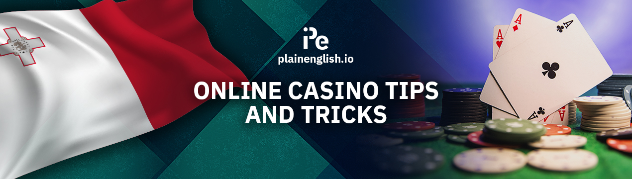 Maltese flag and a roulette table, along with the text 'Online Casino Tips and Tricks'
