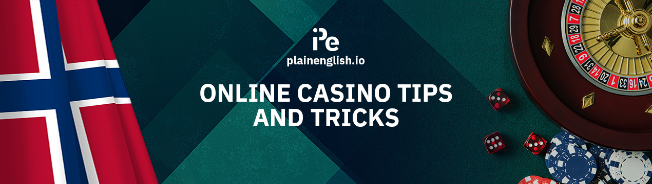 Norwegian flag and a roulette table, along with the text 'Online Casino Tips and Tricks'