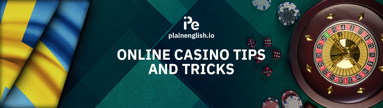 Swedish flag and a roulette table, along with the text 'Online Casino Tips and Tricks'