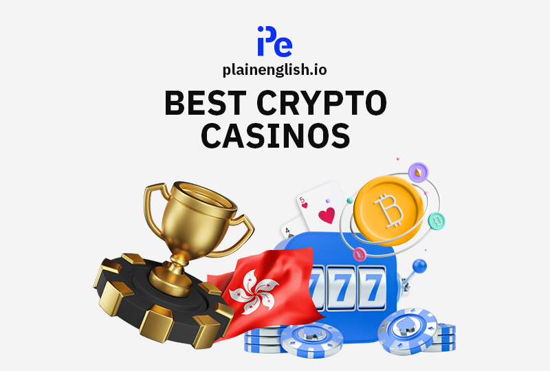 A Slotmachine, a Bitcoin an the flag of Hong Kong.